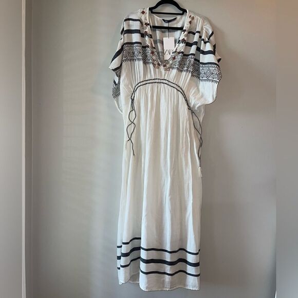 Zara BEADED KAFTAN DRESS Size M-L - Picture 12 of 12